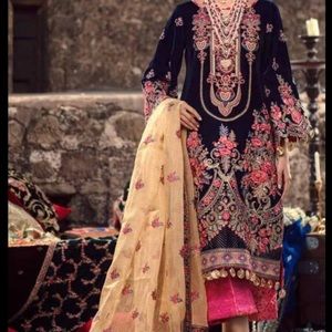 Brand new full embroidered velvet dress size large